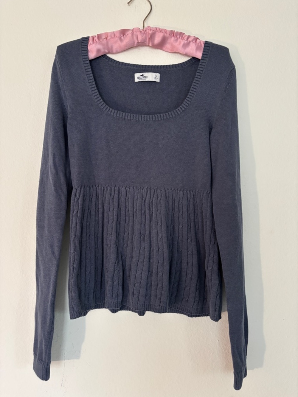 Blue/ Grey babydoll sweater with pleated bottom